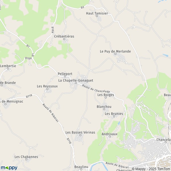 Plan Chapelle-Gonaguet carte Chapelle-Gonaguet  24350 